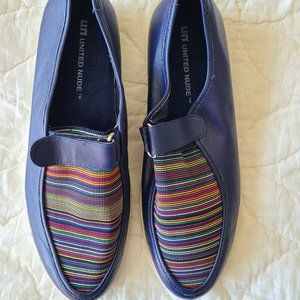 United Nude Blue Leather Loafers With Velcro Strap